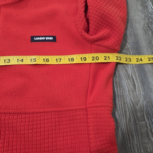 Lands End Jacket Womens L Orange Blue Trim Grid Fleece Full Zip Pockets - Picture 7 of 8